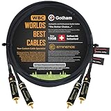 WORLDS BEST CABLES 2 Meter RCA Cable Pair - Gotham GAC-4/1 (Black) Star-Quad Audio Interconnect Cable with Premium Gold plated Locking RCA Connectors - Directional