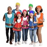Soulchen 7 Set Halloween Dwarf Costumes Accessories Dwarf Vest Hats for Adult Gnome Costumes Halloween Christmas Party