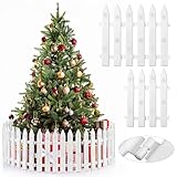 Aodaer 15 Pieces Christmas Tree Fences Plastic White Picket Fence 12 Inches Thick Mini Fence for Christmas Tree Pets Miniature Home Garden Wedding Party Decoration, White