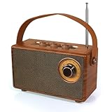 FUNFOR Retro Radio, Vintage Bluetooth Speaker with FM Radios, Small Portable Radios Mains and 1500mAh Battery, Support TF Card/AUX/USB, MP3 Player, 5W Speaker, Bluetooth 5.0
