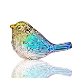 H&D HYALINE & DORA Colorful Glass Birds Figurine Champagne Crystal Art Glass Birds Collectible Figurines Handmade Art Cute Animal Gift