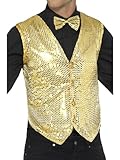 Smiffys Sequin Waistcoat, Gold , Party & Carnival Fancy Dress, Party Dress Up Costumes Halloween