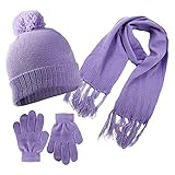 S.W.A.K. Girls Knit Hat, Scarf and Gloves Set - purple - One Size