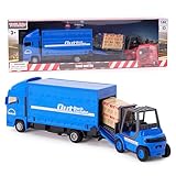 Toyland®- 15cm(6") Blue MAN Freight Truck And Forklift - Transport Goods -Load And Go - 1:48 Scale - Kids Toy