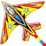 HONBO Airplane Jet Kite for kids & adults Perfect kites for kids ages 4-8, Easy to Fly Giant Kites for Beach and Outdoor Activity, Kite Handle and String included, Beginner kite