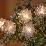 Fiber Optic Flower Fairy Lights, 2M 10LED Flower String Lights, Battery Operated Garland Hanging Light for Bedroom Indoor Garden Wedding Birthday Party Valentines Day Decor (Warm White)