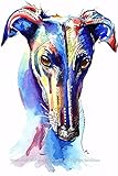 Greyhound Art Whippet Lurcher Galgo Dog Painting Artwork Print Birthday Gift - [A4 MOUNTED PRINT with 11 x 14" MOUNT]
