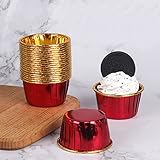 Balems 50 PCS Gold Cupcake Cases For Chocolate Pudding Cupcake Foil Baking Cups Muffin Case for Weddings Birthday Party Food Grade Dessert Wrappers Disposable Baking Cups
