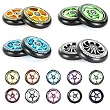 TBF Alloy Series 100mm Stunt Scooter Wheels + ABEC9 // Fit TBF Slamm Razor MGP Grit JD Bug (5 Star Gold Pair)