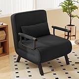 Hawthyhome Folding Sofa Bed, 4-in-1 recliner, sofa bed with function, space-saving guest, recliner with adjustable backrest, 150 kg load capacity Metal frame & linen Black