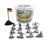 LICHENGTAI 100 Piece Military Mini Figures Soldiers Toys Army Base Playset with Portable Storage Bucket Men Toy Small Gifts for Kids Age 3+, Silver (HJJM-10-DLW-002327509#03)
