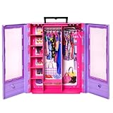 ​Barbie Fashionistas Ultimate Closet Accessory, Translucent Doors, Storage Spaces, Fold-out Rack, 6 Hangers, Great Gift for 3 Years Old & Up