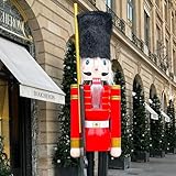 CDL 180cm Tall Life-Size Large/Giant Christmas Wooden Nutcracker Soldier Ornament On Stand Carry Ceremonial Gun For Indoor Outdoor Xmas/Event/Ceremonies/Commercial Decoration(6 Feet, Soldier Red K07)