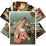 PIXILUV Vintage PostCards 24 pcs VICTORIAN LADY IN SILK NIGHT DRESS Antique Museum Painting Art by Charles Soulacroix Retro Poster REPRINT