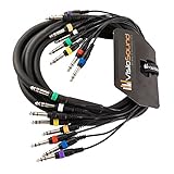 VisioSound 8-Way 3m 6.35mm 1/4" Stereo Jack/Balanced Jack Loom/Patch Multicore Cable