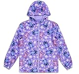 Disney Girls Lilo & Stitch Raincoat – Waterproof Fleece Lined Hooded Rain Jacket with Zip & Pockets - Kids Sizes 5-6 to 11-12 Years – Angel & Stitch Coat for Girls - (8-9 years)