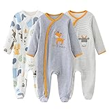 MAMIMAKA Newborn Baby Boys Footed one-Piece Pajamas Cotton Jumsuit for Play and Sleep,3-6 Months