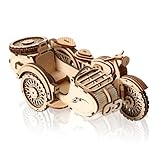 comfoyar 3D Puzzle Motorbike with Sidecar, Wooden Tricycle Motorcycle Model Kits for Adults to Build, DIY Vehicle Construction Craft Kits, Home Decor and Christmas Birthday for Men