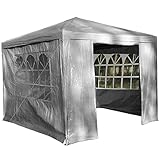 Gr8 Garden Gazebo with Sides Outdoor Waterproof Beach Party Festival Camping Tent Canopy Wedding Marquee Awning Shade 3mx3mx2.45m[Grey]
