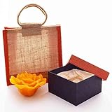 Grehom Gift Set - Orange Rose Bag; Includes Decorative Rose and Orange Zari Gift Bag; Beautiful Gift