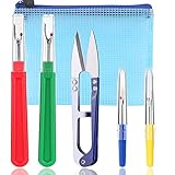 4 Pcs Seam Ripper, Big and Small Stitching Thread Unpicker, Thread Cutter Remover, Seam Rippers for Sewing, Stitch Ripper with Scissor, Storage Bag, Storage Box for Sewing Needlework DIY Craft