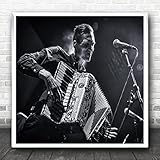 Fingerprint Designs Black And White Concert Weltmeister Accordions Performer Square Wall Art Print
