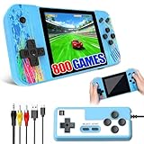 Weciau Retro Handheld Game Console, 1200mAh Handheld Console with 800 Built-in Classic Video Games and 3.5-Inch Screen, Portable Retro Games Console Supports 2 Players Connected TV for Adults Gifts