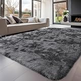 Treeboy Modern Anti-Slip Extra Large Shaggy Soft Carpet Mat - 200x300cm Grey Area Rug for Bedroom & Living Room