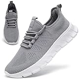 Trainers Women Shoes Slip On Ladies Walking Running Sneakers Gym Tennis Casual Breathable Mesh Sport Shoe Grey Size 5 UK