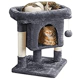 Yaheetech 59cm Basic Cat Tree Tower, Cat Scratching Post w/Oversized Perches, Condo and Hanging Ball, Pet Furniture House for Kittens Pets, Dark Grey