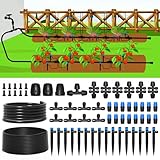 MIXC 230FT Quick-Connect Drip Irrigation System Kit, Automatic Garden Watering System with 1/4" & 1/2" Fast-Lock Tubing - Adjustable Nozzles & Sprinklers for Garden, Greenhouse, Lawn, Potted Plants