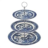 UNIQUE HOME LIVING Blue Willow 3-Tier Cake Stand Dessert Display Vintage Birds Oriental