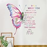 Colorful Butterfly Wall Stickers Inspirational Quotes Wall Sticker Vinyl Butterfly Wall Art Stickers Mental Health Positive Saying Wall Sticker for Kids Classroom Bedroom Wall Decor (B)