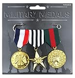 HENBRANDT Set of 3 Military Medals Army Fancy Dress Costume Prop Accessories