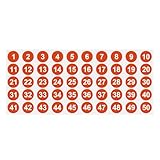 PATIKIL 1 to 50 Number Stickers 1 Inch, Consecutive Vinyl Round Labels Self-Adhesive Dot Colored Decals for Inventory Classification Storage Box Organizing, Red