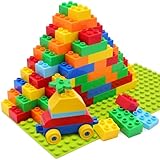 HIUME Large Building Blocks for Toddlers 3-5 with 2 Piece Baseplates, Big Building Bricks for Kids, Educational Toys for Children Boys Girls All Ages, Compatible with Duplo Building Bricks.
