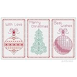 Christmas Cards Cross Stitch Kit with Threads, Fabric, Needle, Instructions and Card Blanks with Envelopes HANDMADE (Set A)