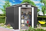 GARDEBRUK® Garden Shed | 8x6' | 5m² | Outdoor Storage for Garden Furniture Garden Tools | Wheelie Bin Storage | Log Store | Bike Shed House | Apex Roof, Sliding Door | 260x205x180cm | Anthracite