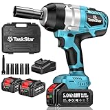 TaskStar Cordless Impact Wrench, 1032Ft-lbs (1400N.m) 1/2 High Torque Brushless Impact Gun, 18V Power Impact Wrench, 5000mAh Battery, 4 Sockets, Variable Speeds for Car/Truck RV/Mower