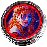 Neon clock"Titanic" wall clock Deko-clock illuminated clock USA 50's Style Retro neon clock dining room kitchen Living room office (Rot)