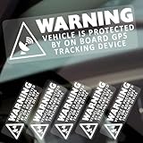 5 x G2 Warning On Board GPS Stickers White Tracking Device Vehicle Signs Protected by Car Van Boat Taxi Secure Security Protection Safety Alarm Dash Satellite 75x25mm