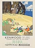 Vintage London Underground 'Kenwood and Hampstead', 1926 by George Sherringham (1884-1937), Reproduction Vintage English Art Deco Travel Poster (A4)