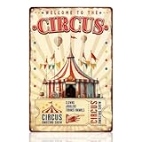 Circus Welcome Sign Circus Amaing Show Decorative Wall Art Decor Vintage Metal Tin Sign Poster for Wall Decoration Gift 8 x 12 Inch