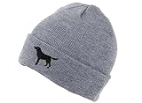 The House Of Dog Black Labrador Retriever Owner Gift. Classic Cuffed Unisex Beanie Ski Hat with Embroidered Design. Grey