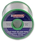 Duratool Lead Free Solder Wire 1.2mm, 500g Spool – High Activity Rosin Flux, RoHS Compliant