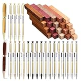 Knoruley 10 Sets of Wood Turning Project Supplies 7mm Slim Pen Kit with Refills and Pen Blanks Wood for Lathe Turning(Shipment includes only the pen but not the wood as shown in the photo)
