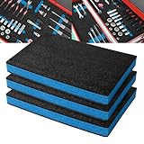 Precision Defined Tool Box Foam - Protective Inserts for Cases, Polyethylene Tool Foam for Cases, Cushion Insert for Toolboxes - Black/Blue (45.7 x 30.4 x 5 cm, 3 pack)