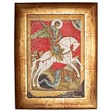 Thea Gouverneur - Counted Cross Stitch Kit - Icon St. George - Aida - 18 Count - Embroidery Kit for Adults - DMC Embroidery Threads and Other Cross Stitch Supplies Included - 498A