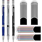 YoMaris 3PCS 2.0 mm Mechanical Pencils with Bonus 4 Cases Lead Refills, Color and Black Refills for Draft Drawing, Writing, Crafting, Art Sketching, Carpenter.