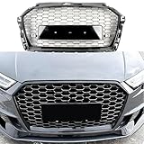 MUTUSAISI Front Bumper Center Grill Radiator Grille Honeycomb Trim Fit For AUDI A3 S3 8V 2017-2020 Black Edition/CoD/S line/SE/Sport/TDI/TFSI/Technik/e-trom RS Style Accessories/No Emblem